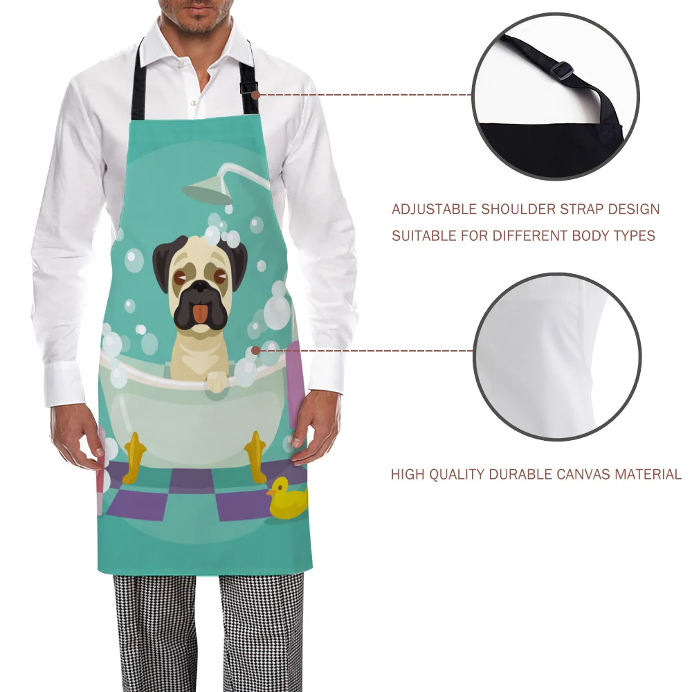 Tophome кухонный фартук для купания с принтом бульдога регулируемые фартуки из
