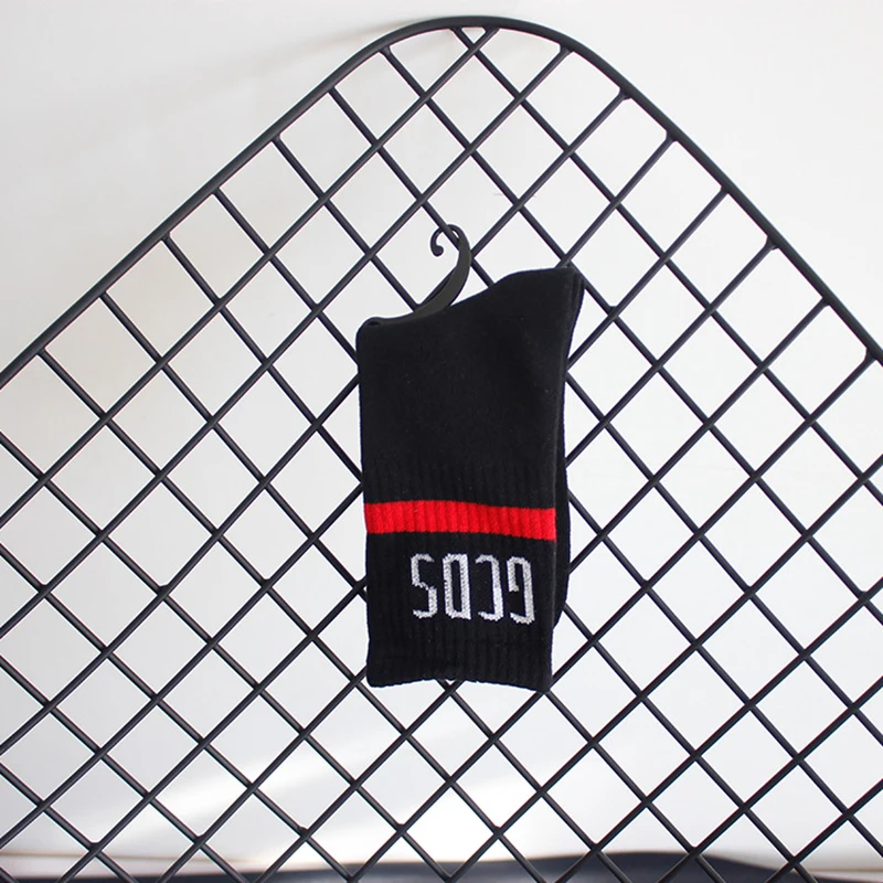 

New black and white two bar socks for men and women in monogram cotton socks trend socks designer socks harajuku accessories