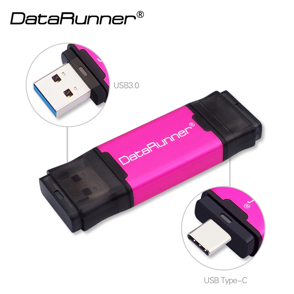 Rose Red USB флеш-накопитель DataRunner type C, USB флешка, 3,0, 512 ГБ, 256 ГБ, 128 ГБ, 64 ГБ, 32 ГБ, внешний накопитель, флешка для type-C/PC - Цвет: Rose Red