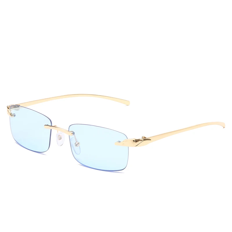 

NEW Fashion Small Rectangle Sunglasses Women Rimless Square Sun Glasses for Women 2020 Summer Style Female UV400 Green Brown