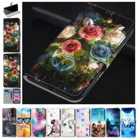 fashion flip leather phone wallet for huawei p30 lite p30 pro beast flip phone case floral stand cover butterfly bouquet d08f