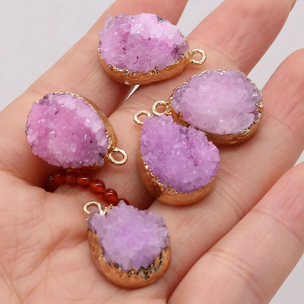 

2pc Natural Stone Druzy Pendants Gold plated Druzy Crystal for Jewelry Making Diy Women Necklace Earring Reiki Heal Gifts