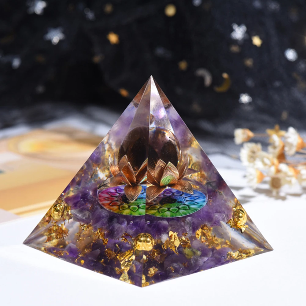 

Хрустальная Фигурка пирамиды, Исцеляющие Кристальные энергетические украшения, инструмент для медитации, товары для украшения дома и спал...