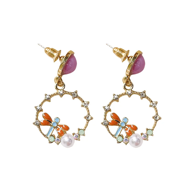 

Autumn and Winter 925 Silver Simple All-Match Small Dragonfly Exquisite Super Fairy Stud Earrings Female Temperament Korean