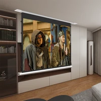 acousticpro uhd motorized acoustically transparent grey screen in wall speaker behind speaker placement for 1080p 4k projector