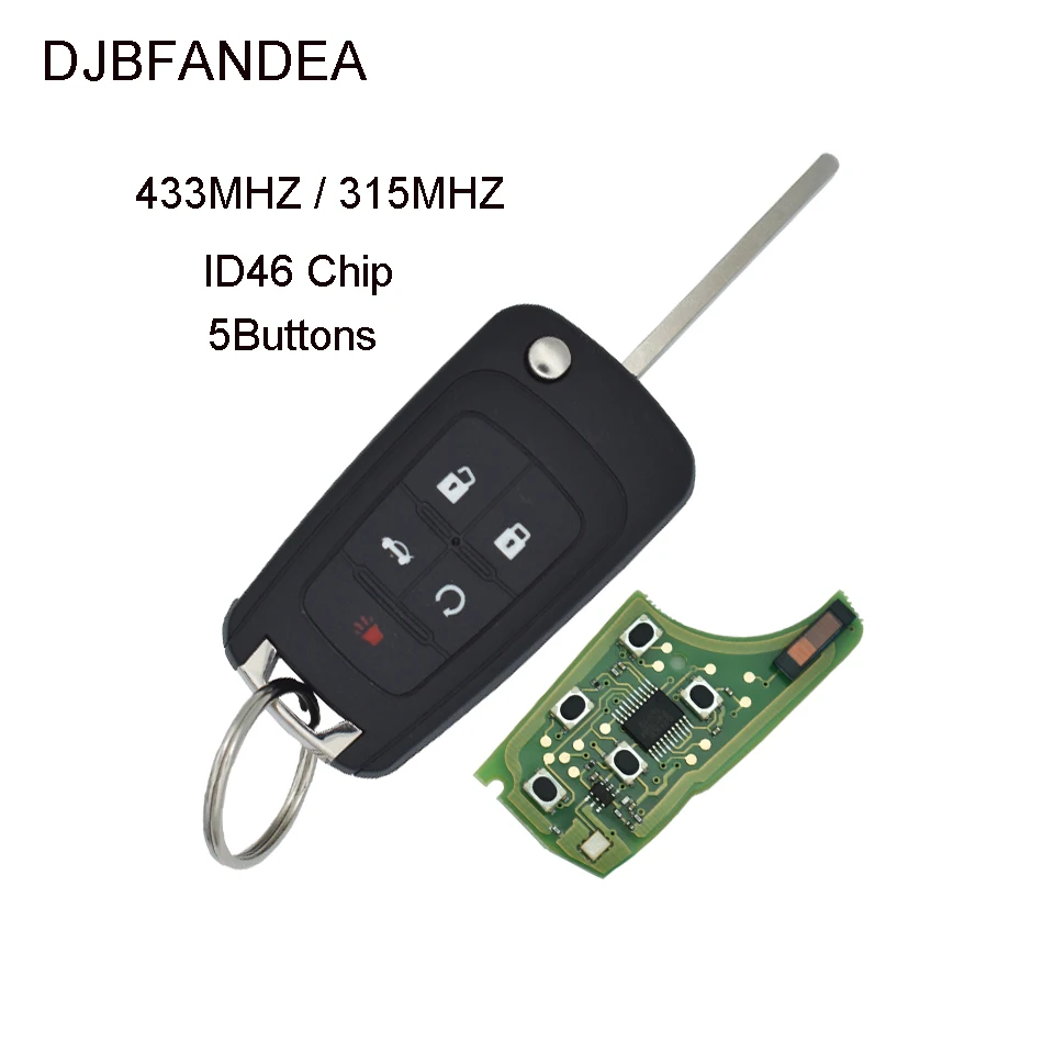DJBFANDEA 315 МГц/433 МГц 5 кнопок ID46 чип дистанционный Автомобильный ключ для Chevy 2010 2017
