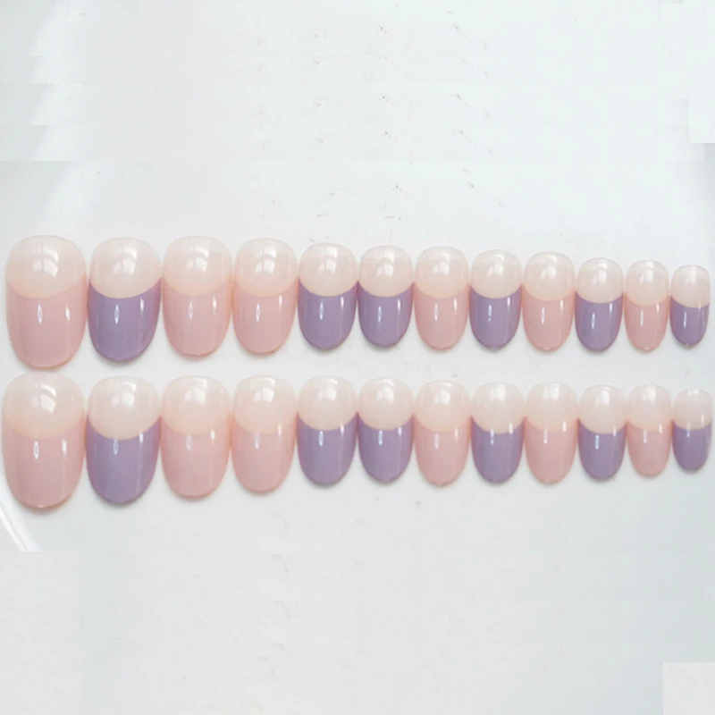 24 шт./компл. французские накладные ногти предварительной дизайн круглые