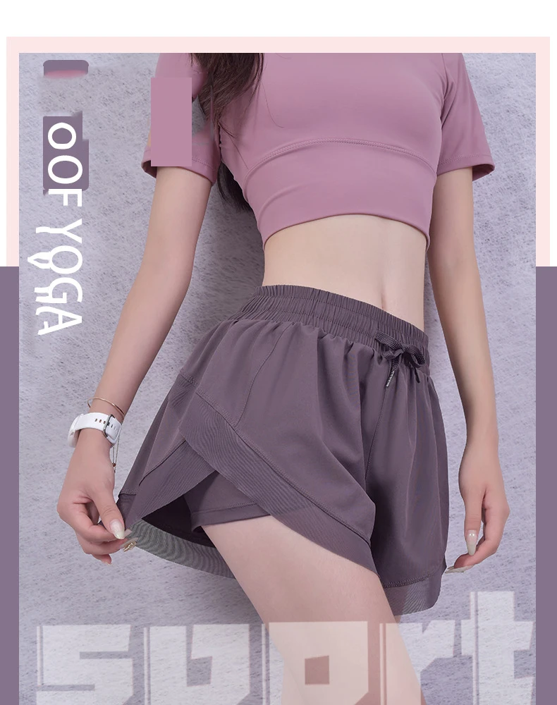 Women's Shorts High Waist Anti-empty Fitness Yoga Pants Loose Outer Wear Running Quick-drying Thin Section Training Quick-drying