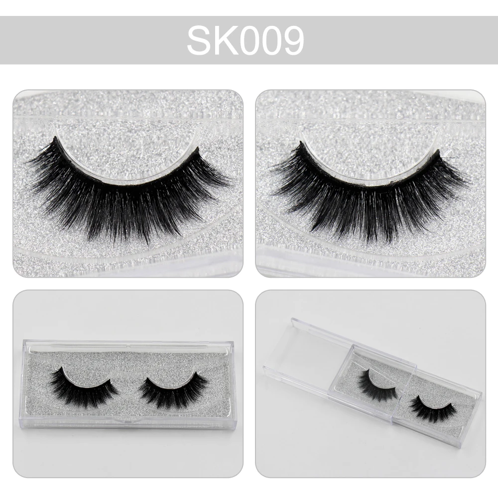 SK009 SOQOZ накладные ресницы 3D шелковые ресницы накладные ресницы из норки веганские Накладные ресницы Многоразовые легкие волокна ресницы SK004 - Цвет: SK009