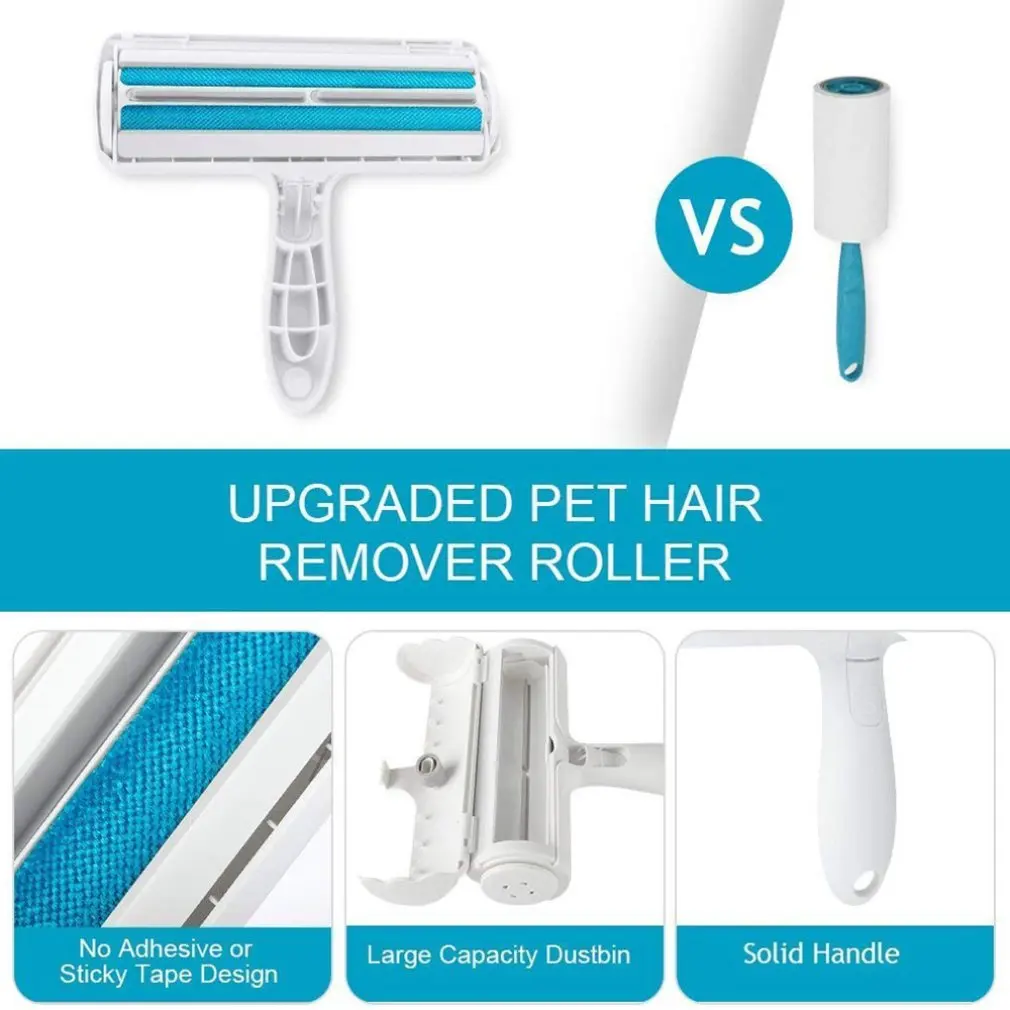 

New 2021 2-Way Pet Hair Remover Roller Removing Dog Cat Hair from Furniture self-cleaning Lint Pet Hair Remover One Hand Operate
