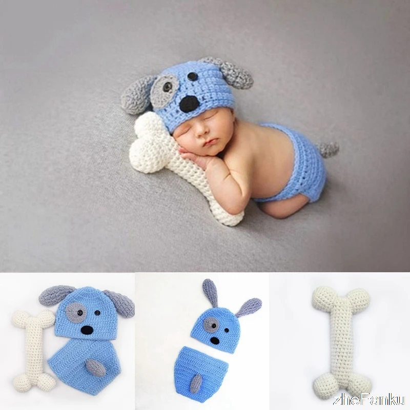 Newborn Photography Props Lovely Dog Costume Set Knitting Studio Photography Cute Photography Clothes 2021 NEW