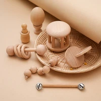 4 sets baby montessori teaching aids set wooden ring rattle sand hammer toys learning creative make sound games for infant gifts