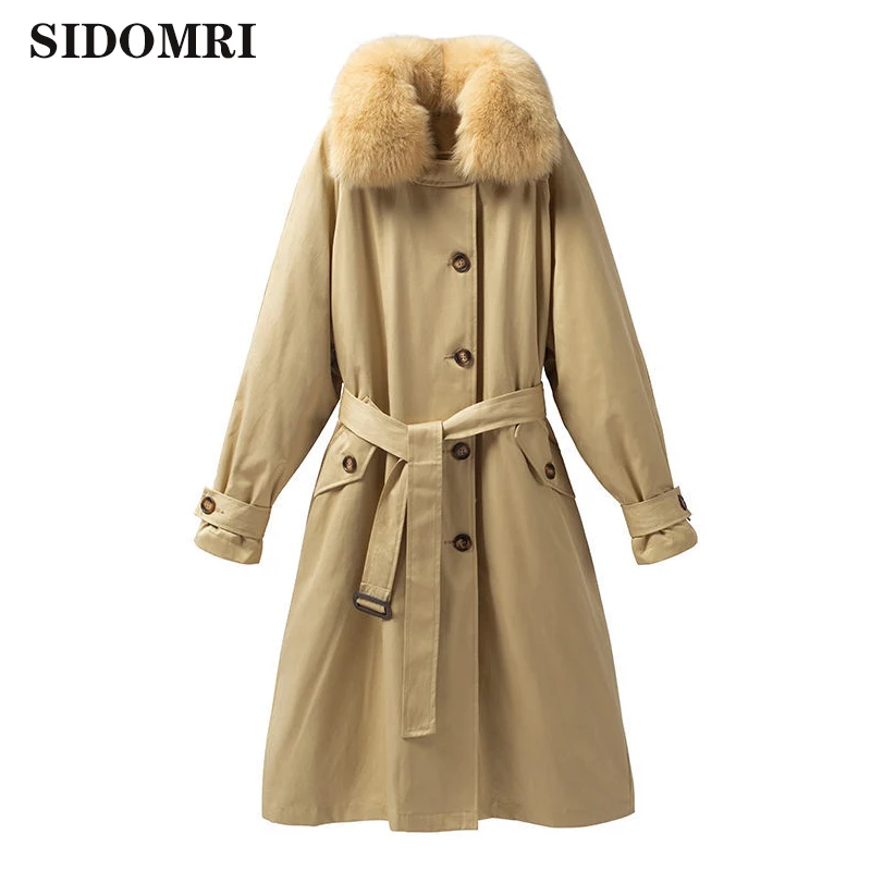 2021 New coat down jacket Women's slim big fur collor Long trend Internet star winter hot high quality white duck down warm coat