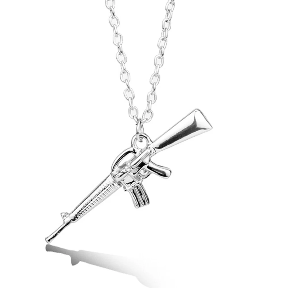 Мужское ожерелье с пистолетом из сплава серебряным покрытием | Украшения и