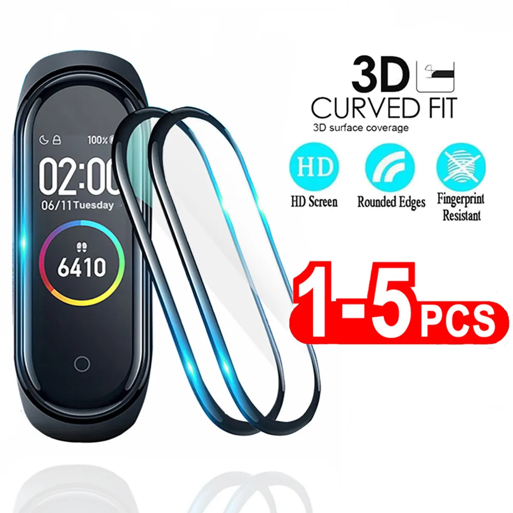 3D Защитное стекло для Xiaomi mi band 5 защитная пленка Mi 4 Smart Watch защита экрана miband 6 не