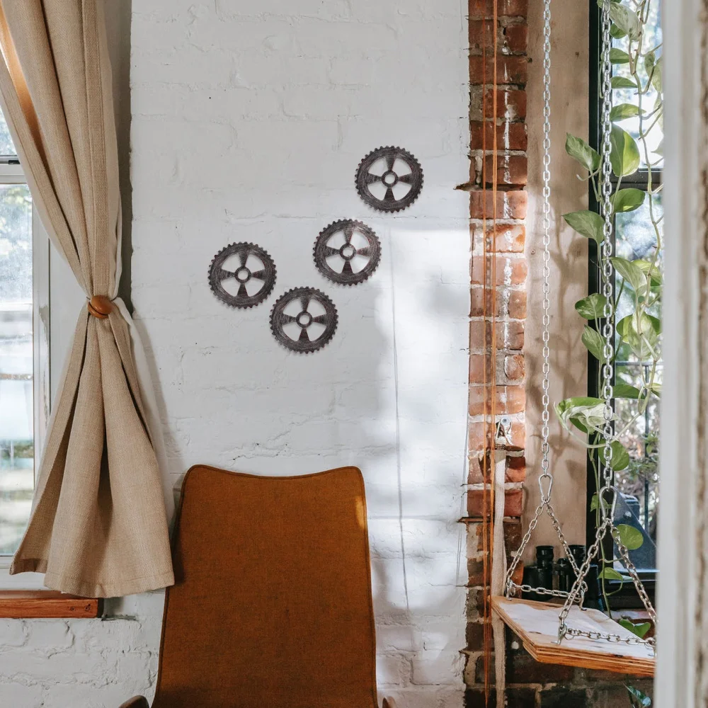 2 шт. промышленных Стиль настенные деревянные украшения дома круглая Шестерня