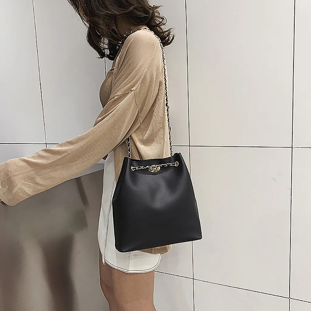 

Big Tote Female Bag PU Leather Chain Shoulder Messenger Bag Fashion Large Capacity Mobile Ladies Bags for Women 2019 Bolso #H30
