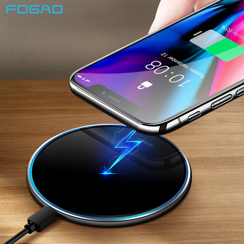 FDGAO 15 Вт Быстрое беспроводное зарядное устройство для iPhone 11 Pro XS XR X 8 Airpods samsung S10 S9 S8 Note 10 9 USB C 10W Qi Быстрая зарядка