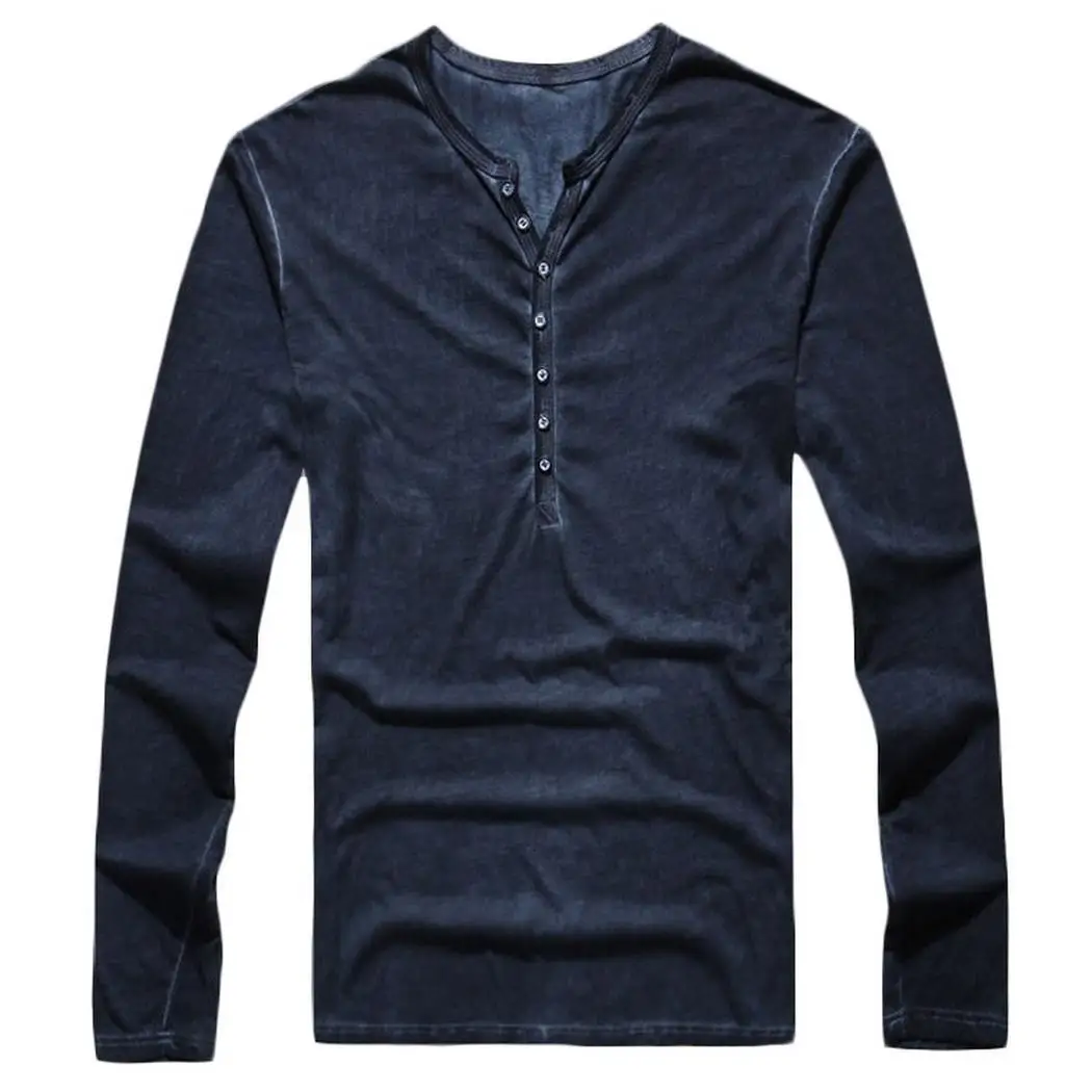 Мужской повседневный Однотонный пуловер с v образным вырезом и длинными рукавами