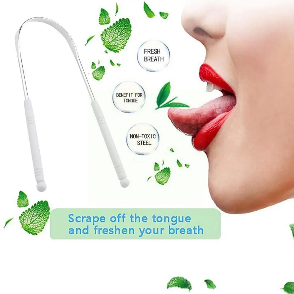

Tongue Scraper Steel Oral Tongue Cleaner Brush Fresh Care Tools Hygiene Tongue Coated Toothbrush Breath Cleaning Oral T5K4