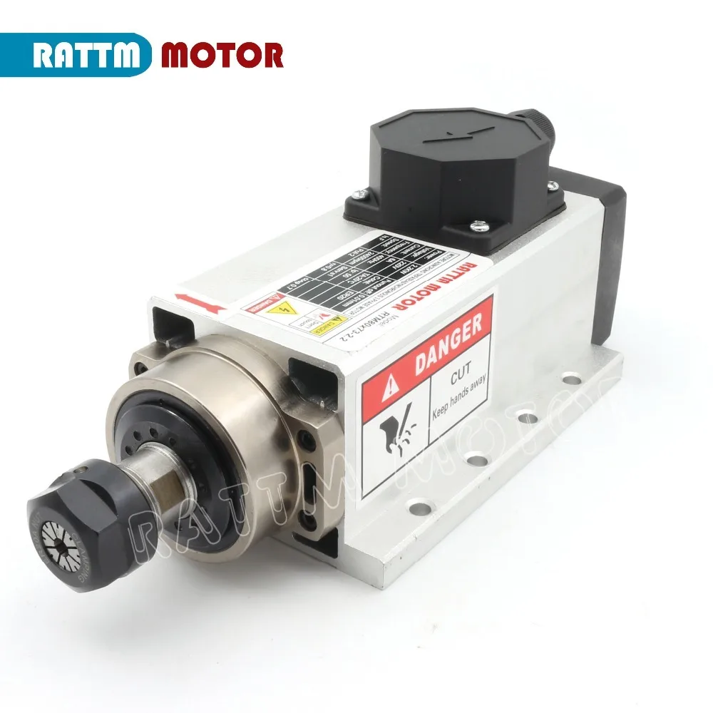 DE квадратный 2.2kw с воздушным охлаждением ЧПУ мотор шпинделя 220V 24000 об/мин ER20 квт.
