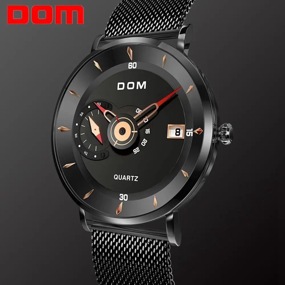 Мужские часы DOM s оригинальный дизайн Брендовые мужские стальные спортивные