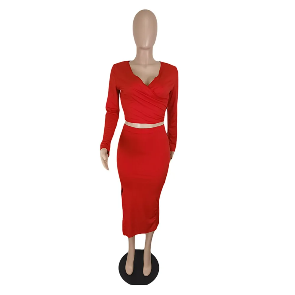 Женский клубный костюм SKMY однотонный комплект из двух предметов укороченный топ