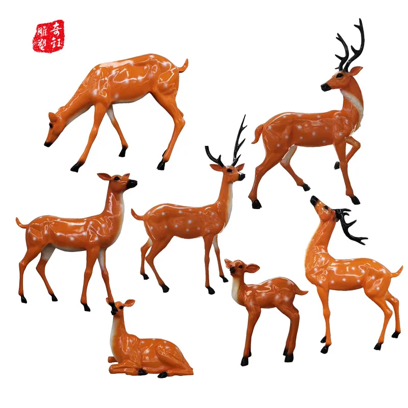 

Manufacturer direct customized simulation sika deer animal sculpture FRP products outdoor garden creative ornaments