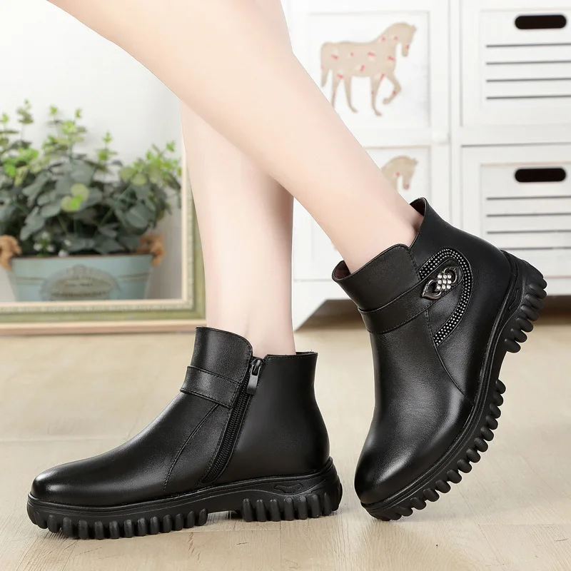 PADRISIMOS/женские кожаные ботинки из коровьей кожи Теплые овечьей шерсти и бархата