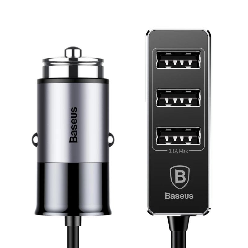 Baseus мульти 4 порта USB Автомобильное зарядное устройство несколько 5.5A турбо Быстрое Автомобильное устройство для зарядки для iPhone X samsung Xiaomi Мобильный телефон - Название цвета: Gray