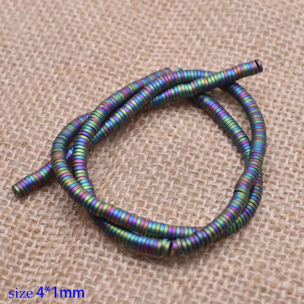 7-4x1mm Yanqi 3/4mmNatural каменный диск Форма бусины из гематита плоские круглые бусины для самостоятельного изготовления ювелирных изделий браслет 1" без магнитной - Цвет: 7-4x1mm