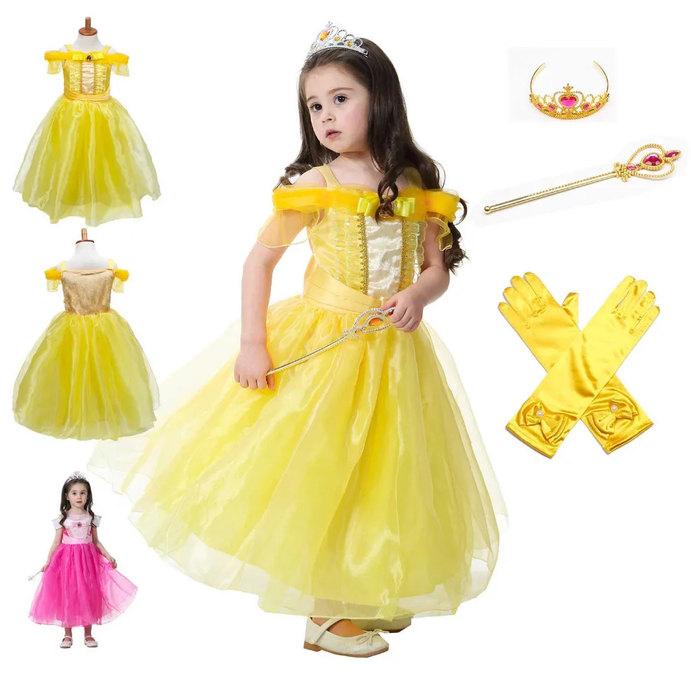 Популярное платье Белль для девочек летнее танцев карнавальный костюм без