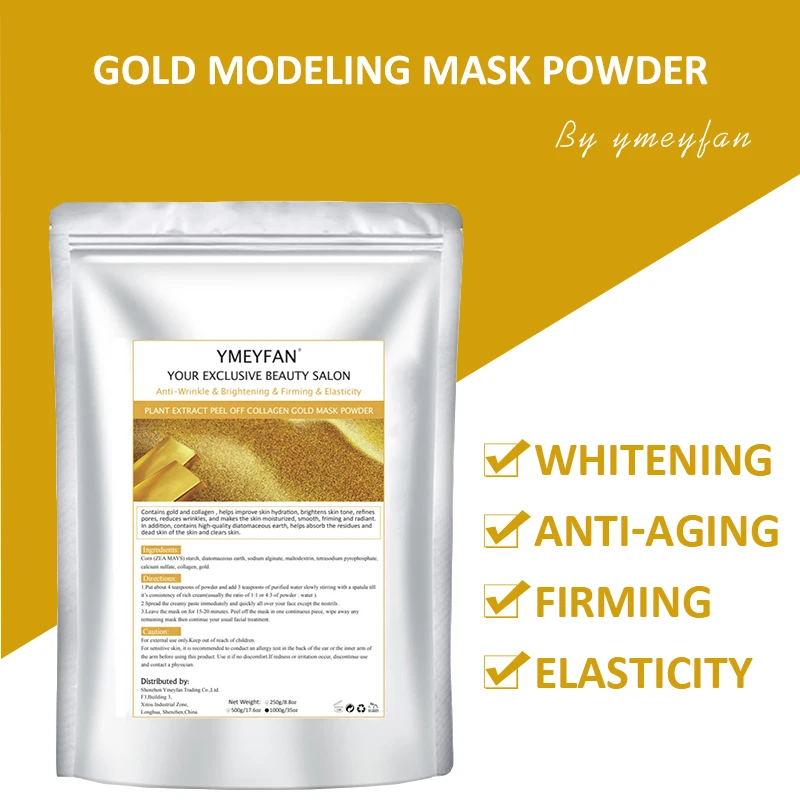 1000G Gold Collagen Peel Off Mask Powder Whitening Anti Wrinkle Firming Skin Beauty Salon Rubber Jelly Mask Powder Facial Mask