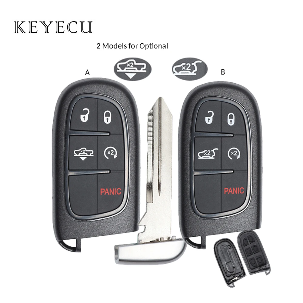 Keyecu sostituzione Smart Remote Key Shell Case 5 pulsanti per Dodge Ram 1500 2500 3500 2013 2014 2015 2016 2017, GQ4-54T