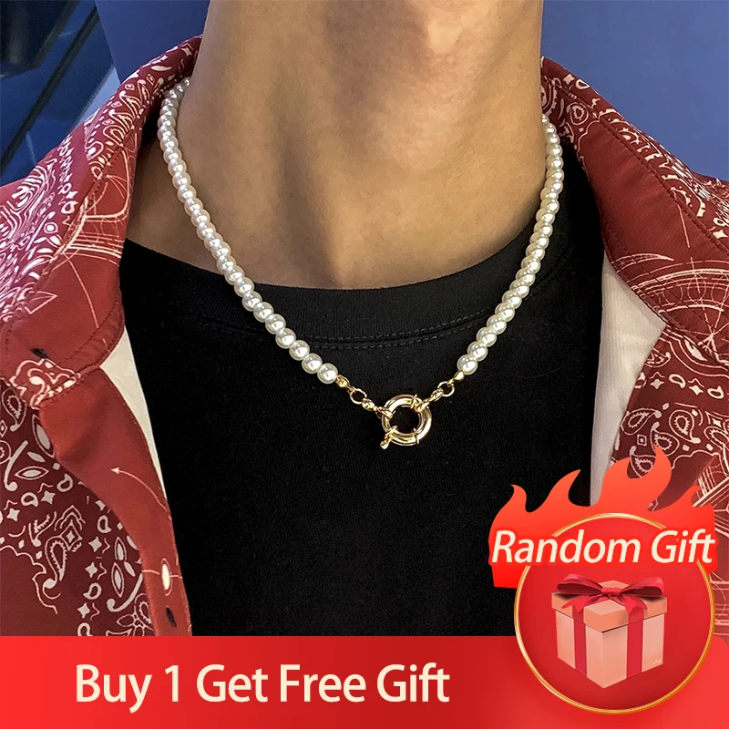 

Ingemark Elegant White Imitation Pearl Beads Choker Clavicle Chain Necklace For Women Men Wedding y2k Jewelry Collar 2021 New