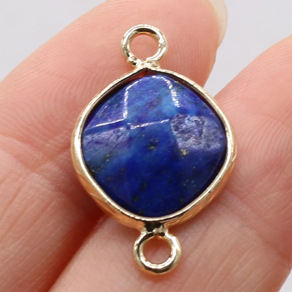 

Natural Gem Stone Lapis Lazuli Rhombus Connector Handmade Crafts DIY Charm Necklace Bracelet Jewelry Accessories Gift Making