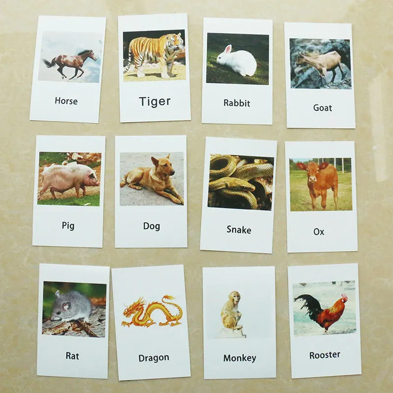 Обучающие карточки Монтессори с животными для дошкольного обучения обучающие