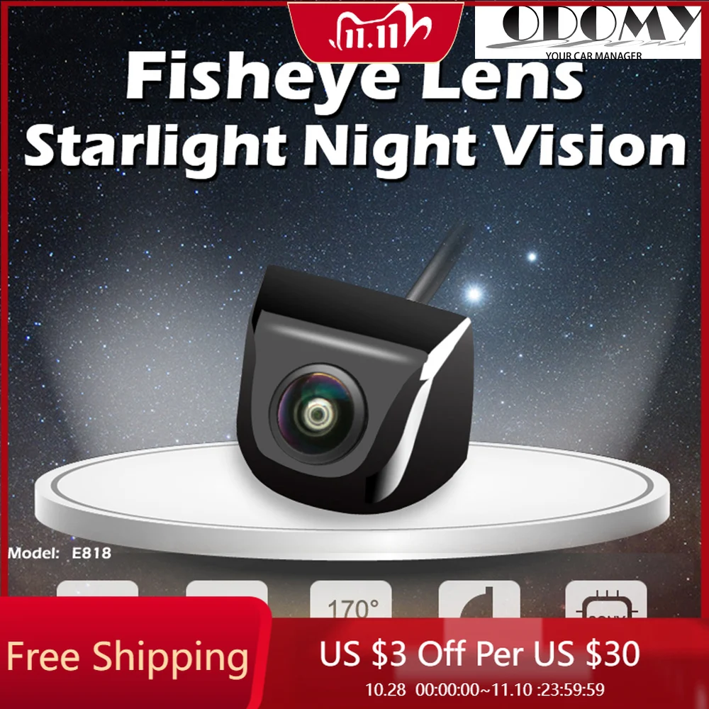 

Reversing Backup Camera Night Vision 12V Car Camera Rear / Front View Wide Angle Black Metal CCD HD 120 Degree Fisheye Lens