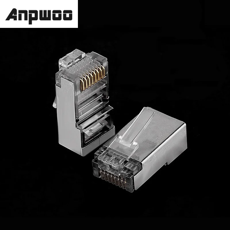 ANPWOO Cat5e RJ45 штекер Ethernet Кабельный разъем сеть 8P8C 8Pin stp экранированные терминалы Cat 5