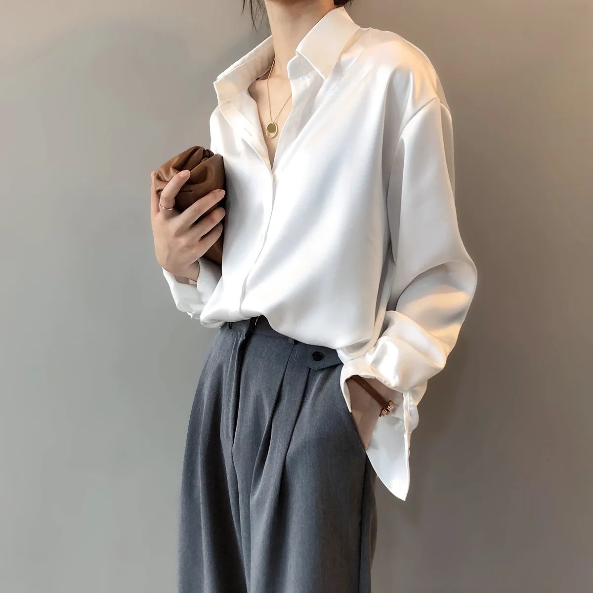 

Sherhure 2020 Women Satin Turn Down Collar Long Sleeve Womens Tops And Blouses Boho Shirt Blusas Roupa Feminina