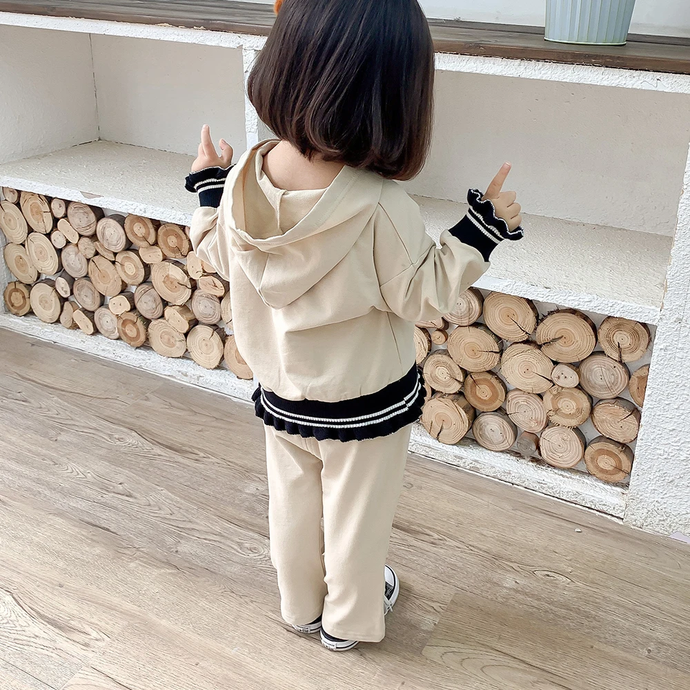 

Hoodies for girls Children's sweatshirt Spring and autumn girls' top + pants 2-piece cute smiling face hooded children's Sweater