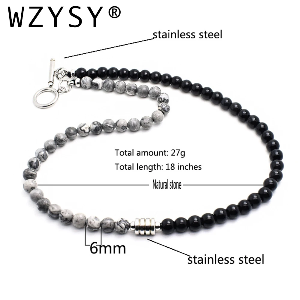 Высококачественное ожерелье из нержавеющей стали с натуральным камнем Мужская