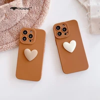 3d love heart phone case for iphone 13 12 11 pro max xr xs soft luxury candy brown fully covered cases for iphone 7 8 plus cover