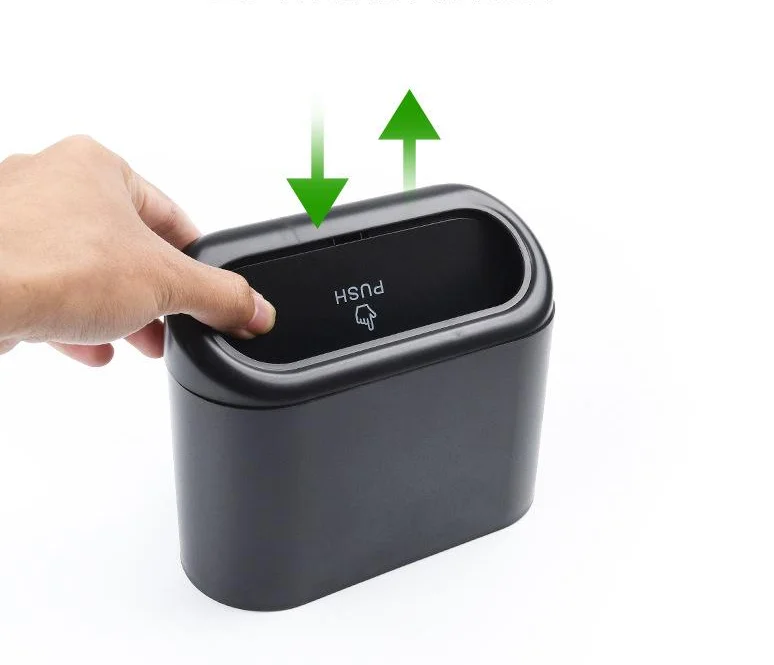 

Car Trash Bin Hanging Vehicle Garbage Dust Case Storage Box Black Abs Square Pressing Type Trash Can Auto Interior Accessories