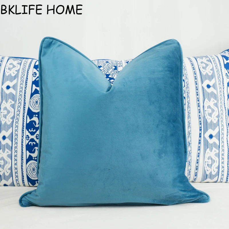 Окантовка дизайн синий бархат наволочка Мягкий Чехол на подушку без набивки|cushion