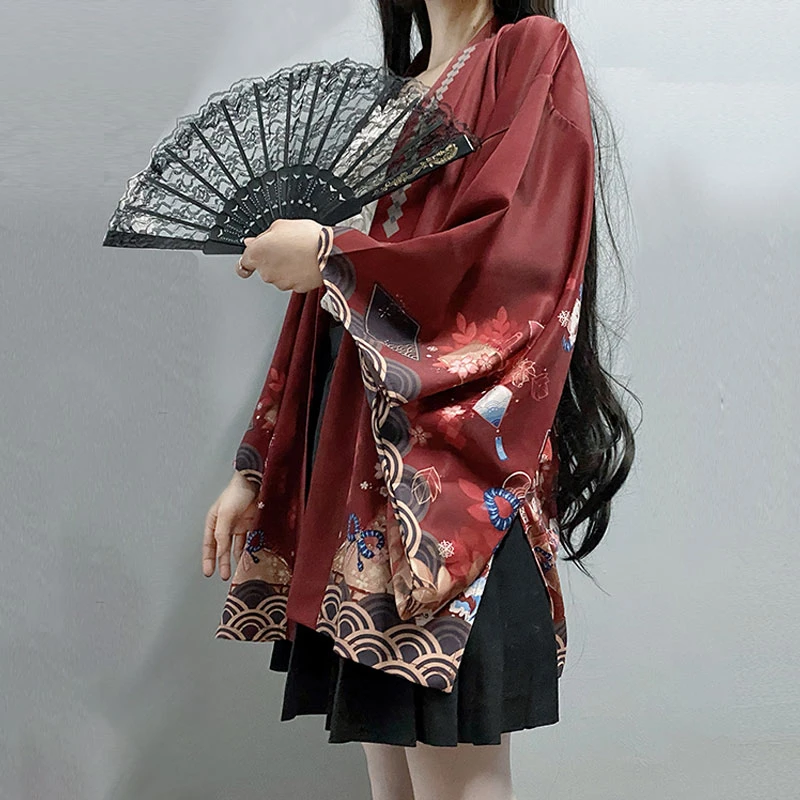 Женское кимоно с принтом Модный японский кардиган в стиле Харадзюку уличная