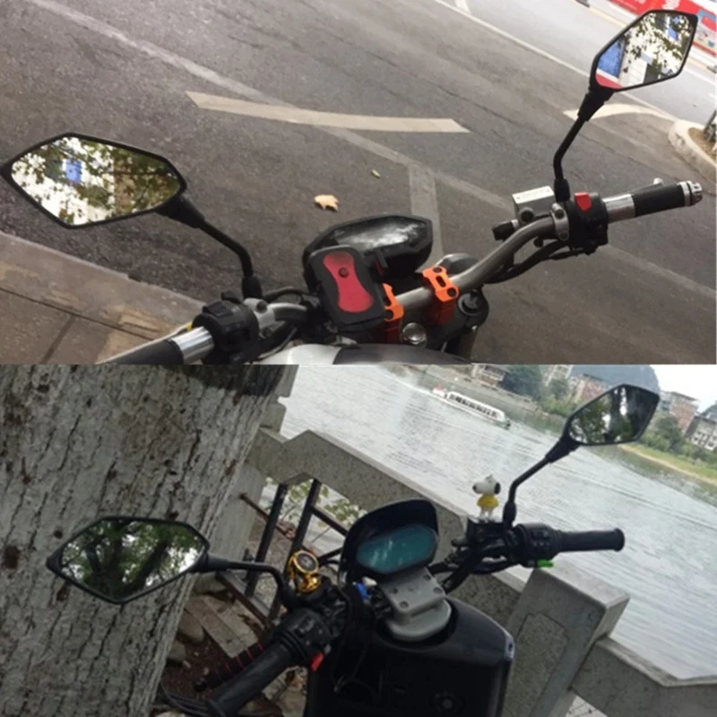 Зеркало заднего вида Универсальное черное для мотоцикла 2 шт. боковое зеркало