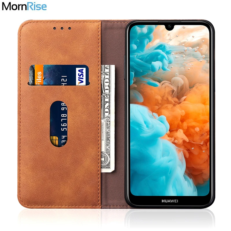 Роскошный тонкий кожаный флип чехол в стиле ретро для Huawei Y6 2019 Y6P / Honor 9A 8A кошелек с
