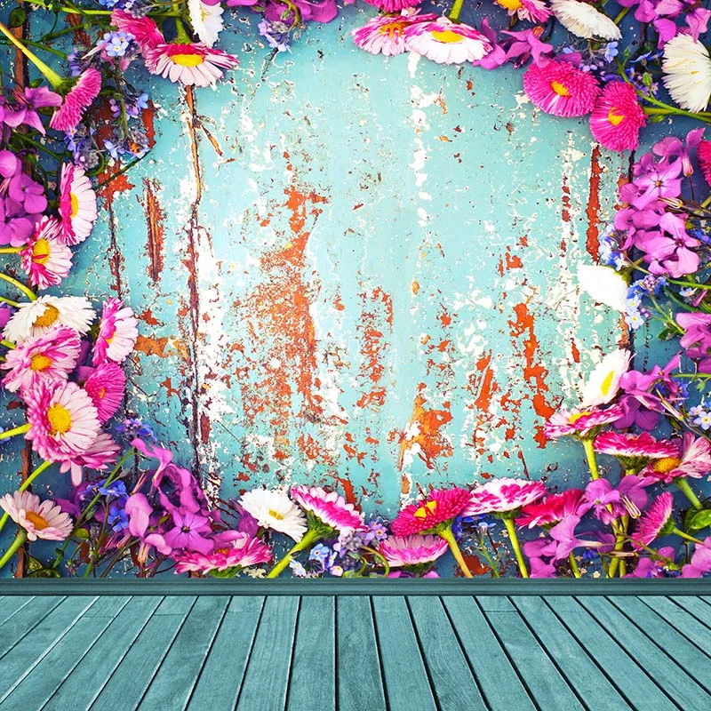 

Vinyl Photography Background Computed Printed Flower Wooden Floor Children Backdrops for Photo Studio CM-6536