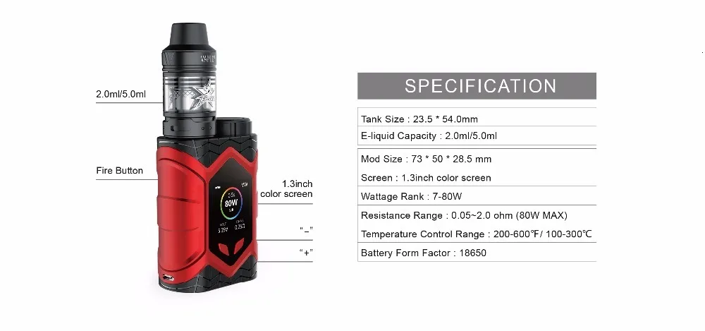Vaporizer US vape kit VAPTIO супер летучая мышь комплект 220 Вт батареи 18650(исключая) катушки головки 5,0 ом испаритель 2,0/мл электронная сигарета